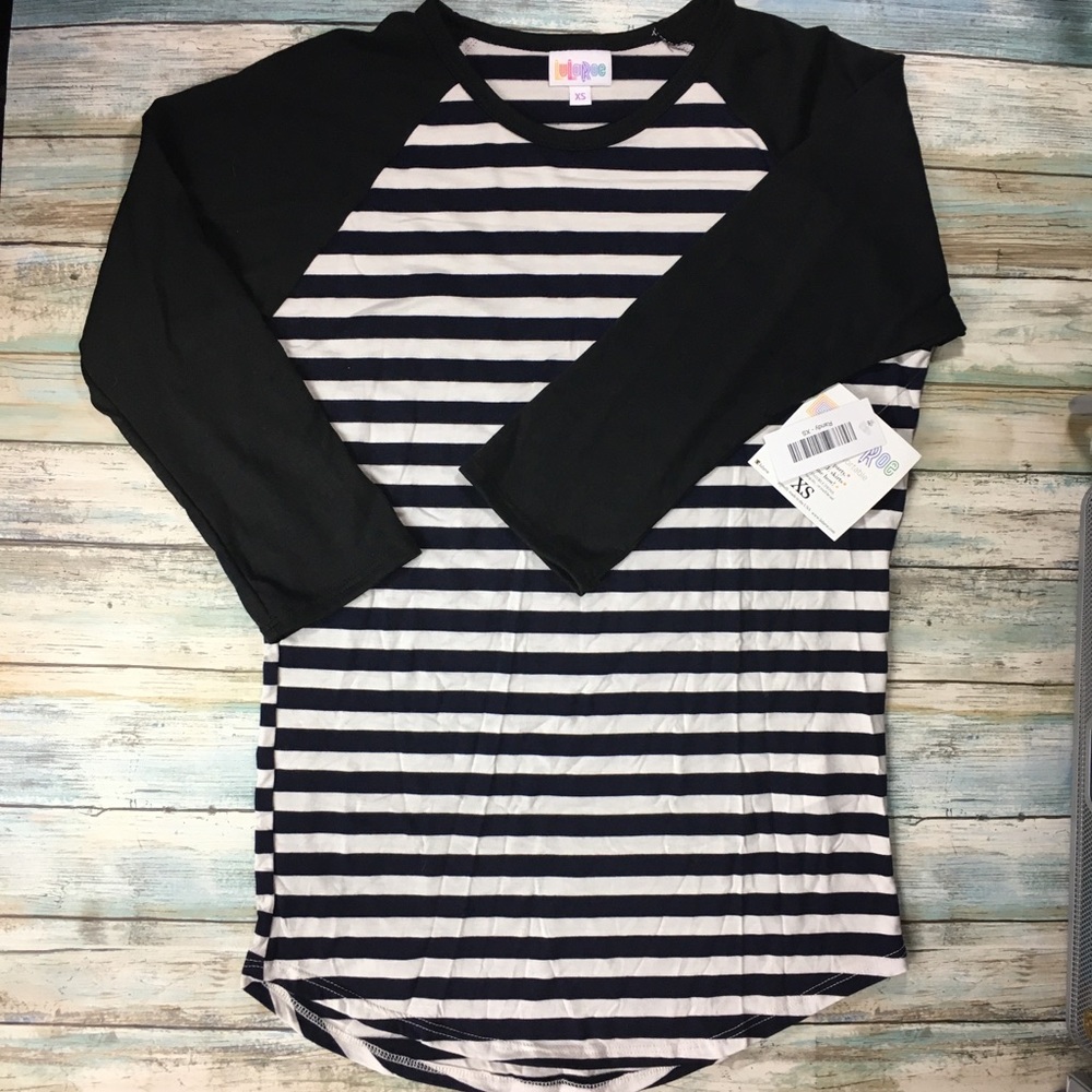 White, navy striped LuLaRoe Randy, size XS